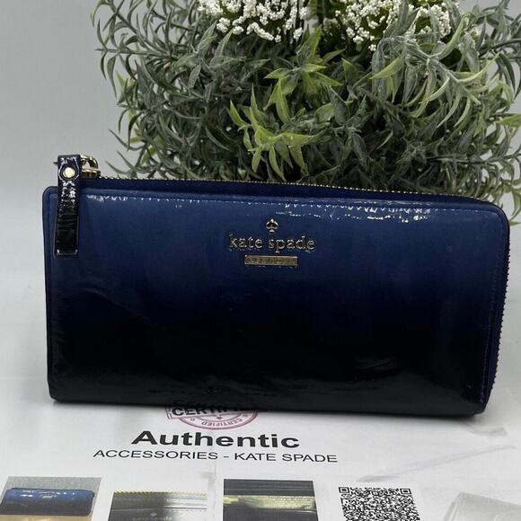 Kate Spade Authenticated Cedar Street Cosmic Blue Ombre Patent Nisha Wallet - Picture 12 of 12